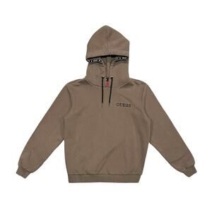 ★ GUESS Los Angeles Chest Logo Light Brown Embroidered Hoodie ★